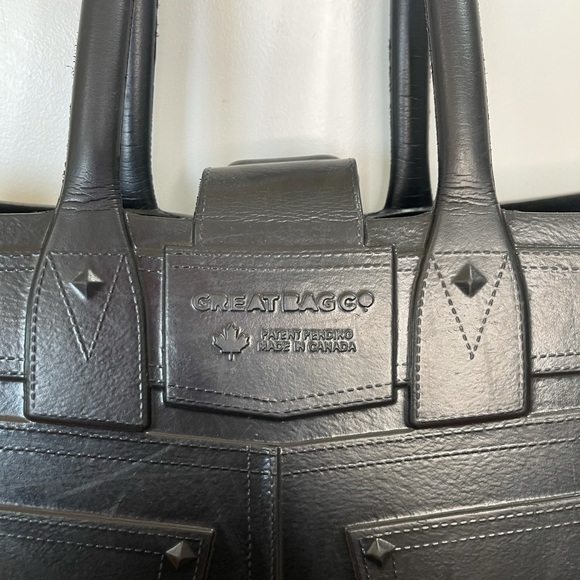 GREAT BAGG CO. BLACK FABRICATED FASHION FLEX HANDBAG TOTE LIKE NEW - Picture 6 of 8